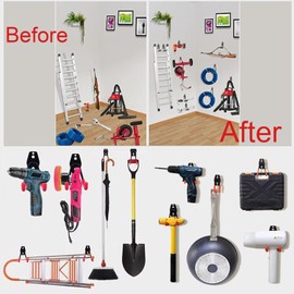 NEEUBY 6 Packs Heavy Duty Garage Hooks,Storage Hooks for Hanging in Garage,Steel Garage Storage Hooks,Garage Wall Mount Hooks,Utility Tool Hangers for Organizing Garden Lawn Tools,Ladders,Bikes