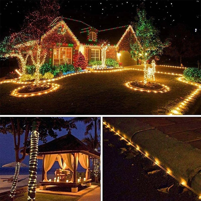 Unbranded 73ft 200 LED Solar Rope Lights Outdoor Waterproof Garden