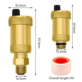 URHRHU Automatic Quick Bleeder 3/8 Inch Brass Blank Minical Air Vent Heating Automatic Brass Bleed Valve Narrow Design with Mounting Valve