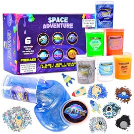 Galaxy Slime Kit 6 Slime DIY Set Toys, Glow in Dark Party, Neon Zubehr Slime Set für Mdchen Jungen mit 15 Space Slime Charms, Geschenke Kosmos