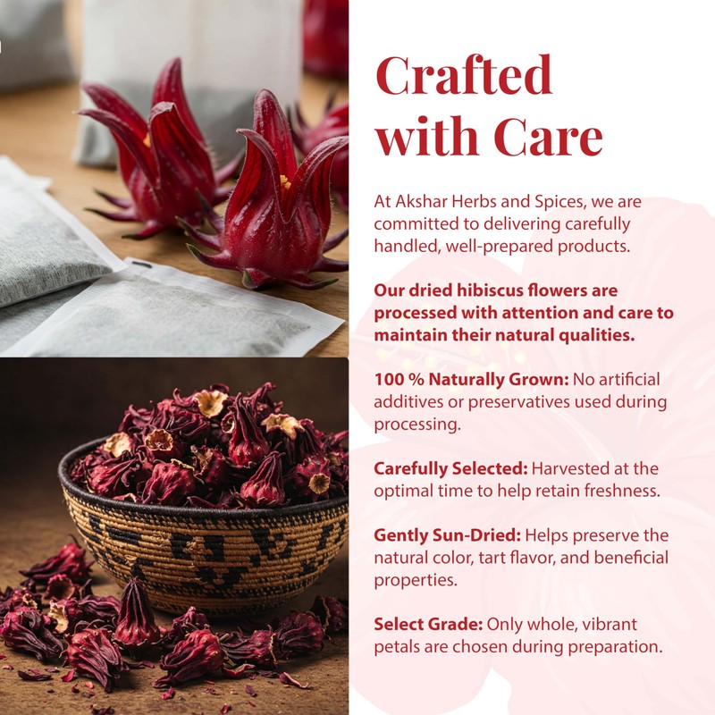 Akshit Hibiscus Flowers, 5.2oz | Edible Dried Flower, Flores de