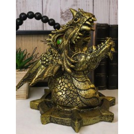 Castle Dungeon Chained Golden Dragon Wall Plaque Decor Color Changing LED Eyes