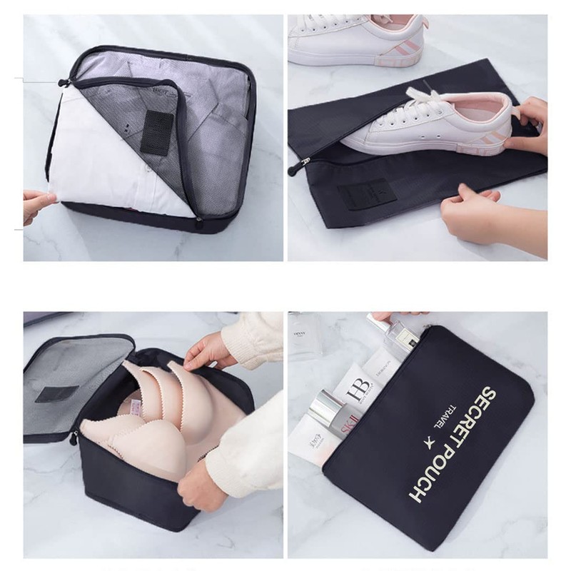 Natiform 7-Piece Label Pouch Travel Storage Luggage Organizer Bag