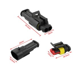 QitinDasen 18 Set 2 Pin Waterproof Car Electrical Connectors, Sealed Waterproof Electrical Connector Plug Socket Kit, for Car Truck Boat