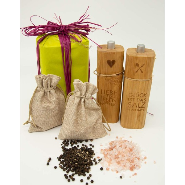 Räder Luck Salt Mill and Pepper Mill Bamboo in Gift Packaging