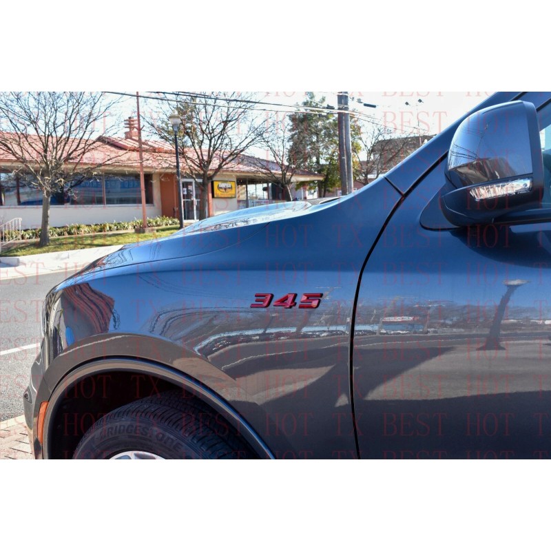 TD SHOP (2pc) Red Black 345 Badge Emblem for MOPAR