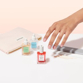 Manucurist Active Glow Manicure Set - Pro Nail Care Set, Vegan & Made in France: 1 Nail File, 1 Nail Buffer, 1 Cuticle Remover, 3 Wood Cuticle Pushers, 1 Active Glow, 1 Complete Serum- Gifts for Women