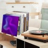 ZYWUOY Vinyl Record Storage Holder, Solid Wood and Metal, Desk