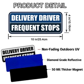 3 PCS Delivery Driver Car Magnet, Frequent Stops Car Magnet Delivery Magnetic Car Door and Bumper Sign, High Reflective Waterproof Weather-Resistant Blue/Black