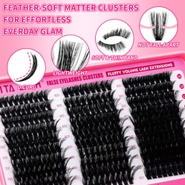 RITALASH Lash Clusters 70D+80D+90D DIY Cluster Lashes Fluffy Volume Eyelash Clusters Eyelash Extensions Soft False Eyelashes Black Individual Lashes Wispy Lash Extension at Home(70D+80D+90D,10-18mm)