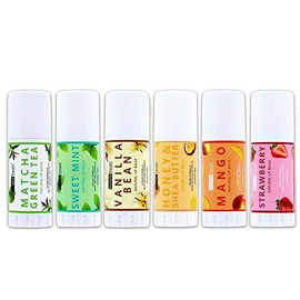 Beauty Treats Bálsamo Labial Natural Modelo 610 6 Ct Miel y Manteca de Karité, Menta Dulce, Mango, Vainilla, Té Verde Matcha, Fresa