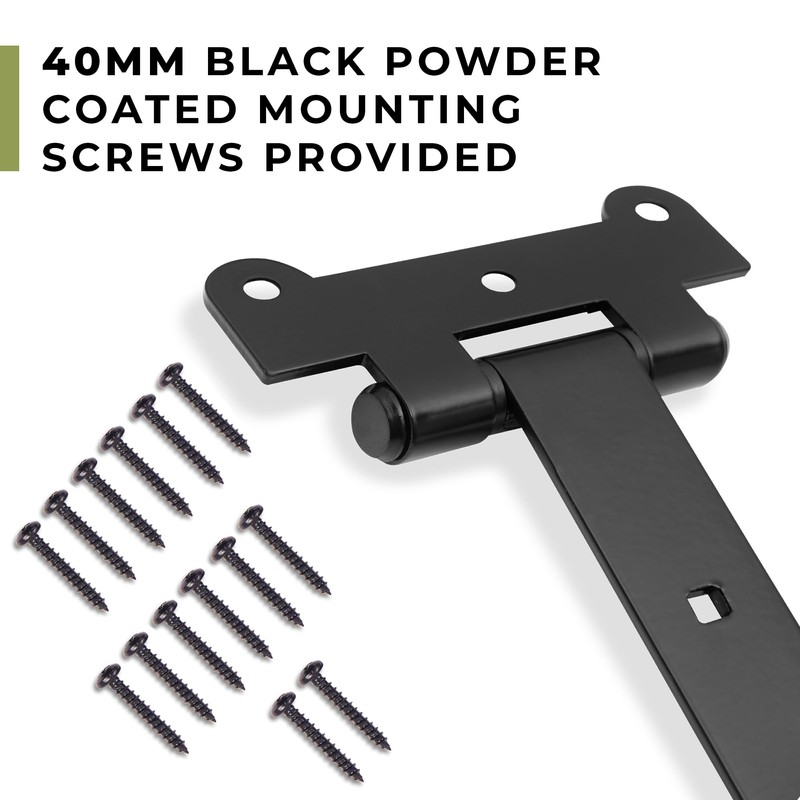 DIYWorld 24" Black Door Hinges – 2Pcs Gate Hinges with