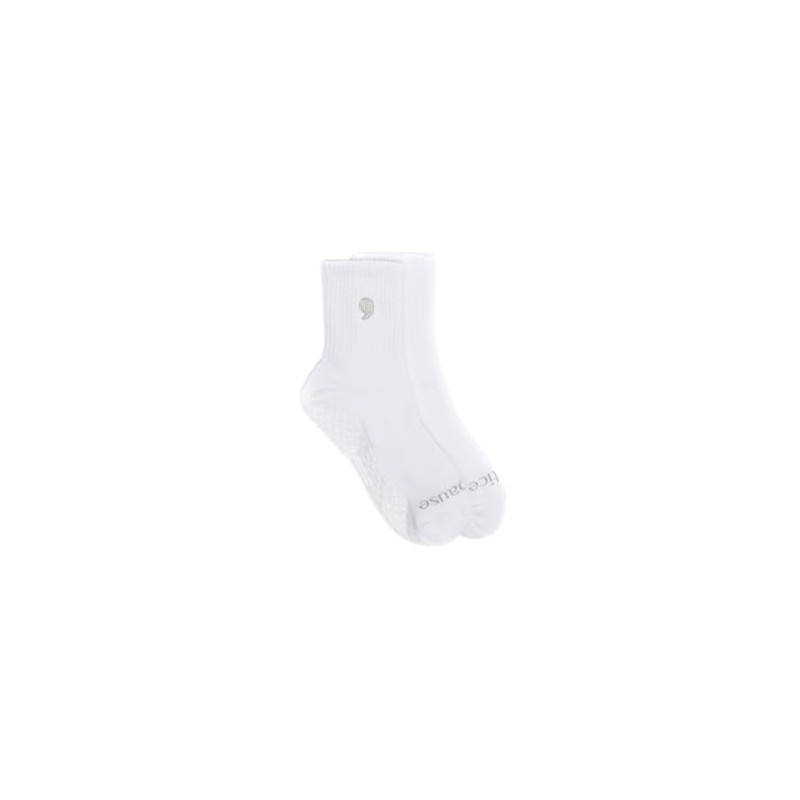 HALFMOON crew socks—pause, White, Small
