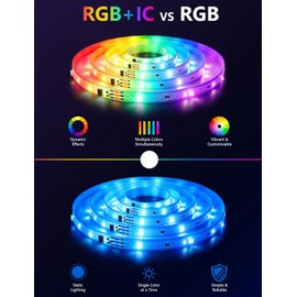 MFWW 100FT Strip Lights, Smart IC RGB LED Lights Multiple Colors on One Line, App+Remote Control, Timing, Multimodal, Music Sync, Color Changing Lights for Bedroom, Party Home Decor, (2 x 50ft)