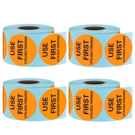 L LIKED 2000 Pcs Use First Circle Stickers 1.5 Inch Round Inventory Control Labels for Restaurant Food Service 4 Rolls (Orange)