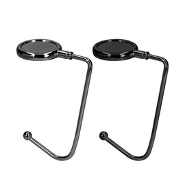 kwmobile 2 x Table Handbag Holder Hook - Non-Slip Bag Hook Holder Handbags - Bag Hanger Holder in Silver, Dark Slate Black