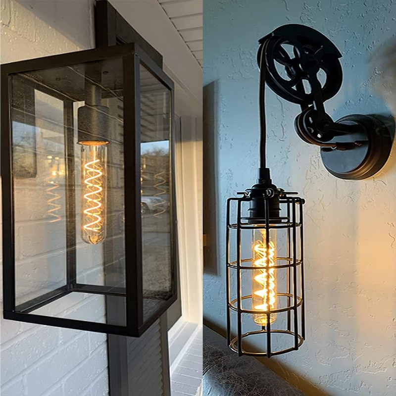 Leools Vintage T10 LED Edison Light Bulb Super Thin Filament,