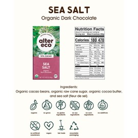 Alter Eco | Dark Chocolate Bars | Pure Dark Cocoa, Fair Trade, Organic, Non-GMO, Gluten Free (12-Pack Dark Sea Salt)