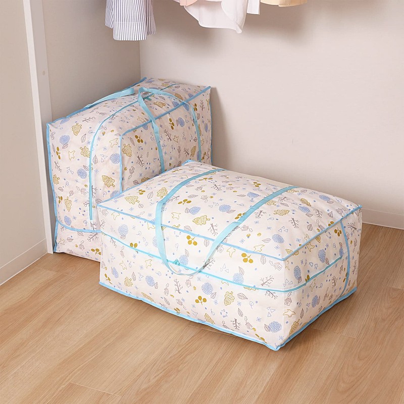 Astro Duvet Storage Bag, White x Light Blue, Scandinavian Pattern,