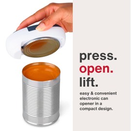 Zyliss EasiCan Electric Can Opener – One-Touch Automatic Tin Opener with Magnet for Safe Lid Removal – Compact, Hands-Free Design for All Can Sizes – Battery Operated, Easy to Use and Store