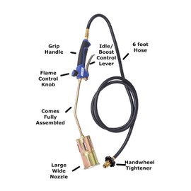 Flame King Propane Torch Kit Heavy Duty Weed Burner Powerful 320,000 BTU with 6-ft Hose Regulator Assembly