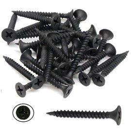 TERF Drywall Fine Thread Sharp Point Screws Phillips Drive Flat Countersunk Black Screws For Drywall Plasterboard Wood and other similar types Screw, Pack of 100, 3.5 X 25