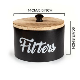 KOVNISE Coffee Pod Holder with Lid,Wooden Coffee Filter Holder Storage Container Basket for Kitchen,Minimalist Style K Cup Organizer for Counter,Coffee Accessories Organizer for Coffee Lovers (Black)