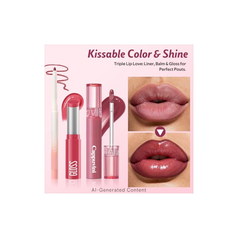 KIMUSE Juego de 3 labios combinados, kit de labios coreanos
