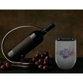Paris France Gifts and Souvenirs - 12 Oz Insulated Wine Tumbler with Lid - Paris College Graduation Gifts - Unique Drinkware - Europe Long Distance Gifts for Her & Homesick Student Gifts