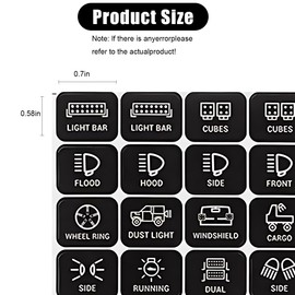 ZIMISI 120PCS Car Switch Panel Sticker, Waterproof Auto Switch Label Decal for AR-800, BA80, GA80, GB80, BB80, BC60, GC60, Graphic Text Car Dashboard Control Panel Sticker for Most Cars (Horizontal)