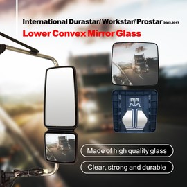 SPLENDID Replacement Mirror Glass for 2002-2017 International Durastar Workstar Prostar, Heated Wide Angle Convex Mirror, High Reflective, Driver/Passenger Side (OEM: 2505820C2)