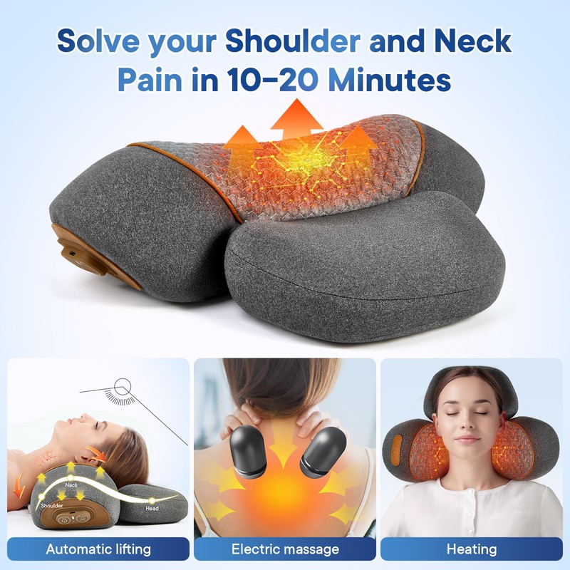 GIFEY 3- in -1 Rechargeable Neck Massage Pillow - Neck