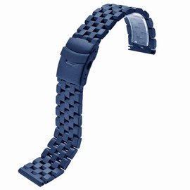 SINAIKE Correa de reloj de metal de 24 mm, 22 mm, 20 mm, 18 mm, correa de acero inoxidable sólido de alta calidad, para hombres y mujeres, azul/negro/plateado, 24mm, Acero inoxidable