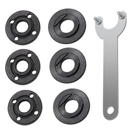 Totowood 7PCS Grinder Flange Angle Wrench Spanner Metal Lock Nut，1PCS Angle Grinder Wrench, 6PCS Flange Nuts,Compatible with Dewalt Bosch Black Decker Ryobi Makita(5/8"-11 threaded shaft)