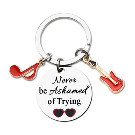 Christmas Birthday Gifts for Women Men Never be Ashamed of Trying Keychain for Son Daughter Encouragement Inspirational Gift for Granddaughter Grandson Motivational Keyring for Music Lovers