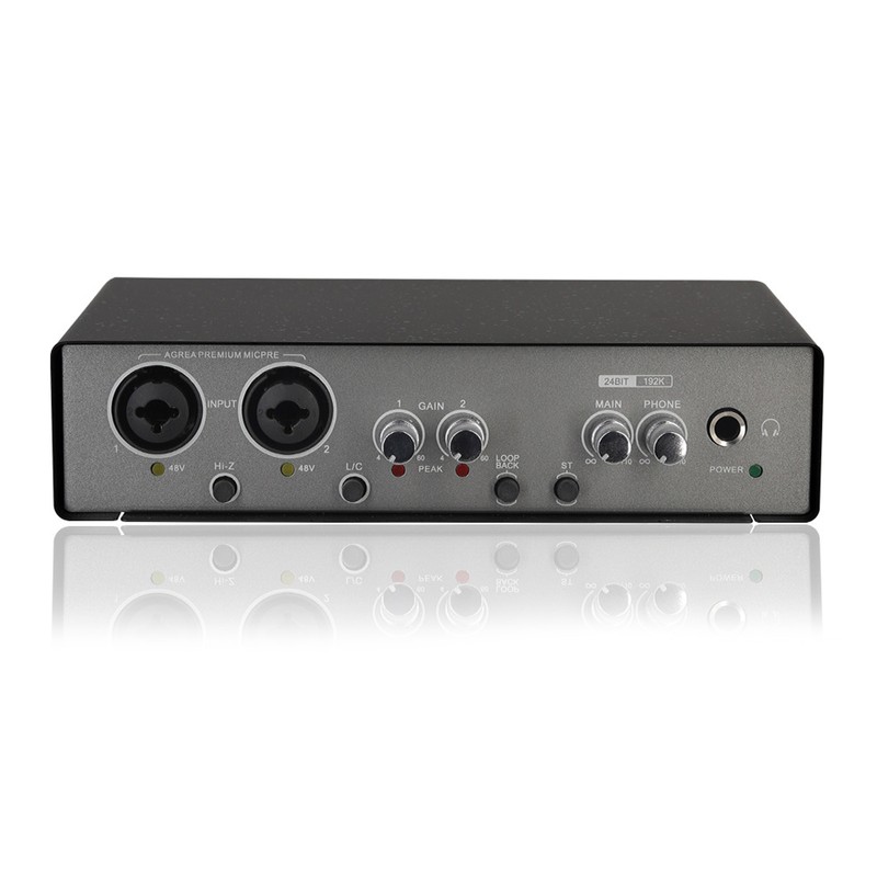 USB Audio Interface Mixer 24bit/192KHz 48V Phantom Power Noise Reduction