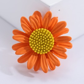 Colorful Daisy Sunflower Brooch Pins - Bohemian Style Flower Lapel Pins Badge Dress Neckline Pin for Women Girls-orange