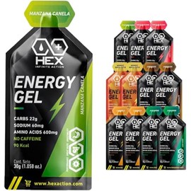 Gel Energético HEX, Kit Paquete Varios Sabores 12 Geles Energéticos De Diferentes Sabores Energía Deporte Alto Rendimiento