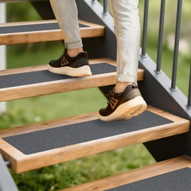 LifeGrip Anti Slip Traction Treads (10-Pack), 6 inch X 32 inch, Best Grip Tape Grit Non Slip, Outdoor Non Skid Tape, High Traction Friction Abrasive Adhesive for Stairs Step, Grey