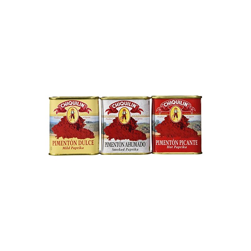 Chiquilin Mild, Smoked and Hot Spanish Paprika Set (Pack of