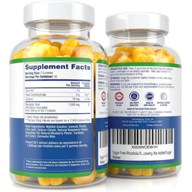 Purify Life Rhodiola Rosea Gummies - Sugar-Free Supplement for Mood & Motivation, 1500mg/Serving, 60 Vegan Chews - Dietary, Fitness Healthcare