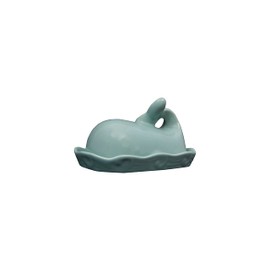 Creative Co-Op Aqua Blue Whale Shaped Butter Dish