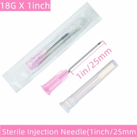 100Pcs 18Ga 1 Inch Sterile Disposable Injection Needle with Cap for Animal, Pet, Poultry and Industrial Dispensing Needl Accessories