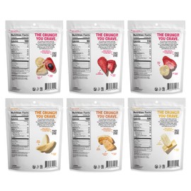 Crunchies Freeze-Dried Fruits, 100% All Natural Crispy Fruit, Non GMO and Kosher, Resealable Freeze Dried Fruit Snack Packs, Pack of 6 (Variety Pack)