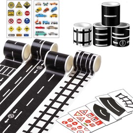 Pack of 11 Railway Road Tape Road Tape for Toy Cars DIY Trains Railways Racing Car Track Road Tape Wall Sticker Traffic Sign Stickers for Playing Learning Arts DIY Craft Stickers