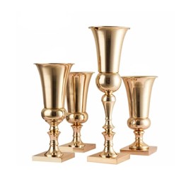 ZHANGJINYISHOP2016 Gran Lujo Impresionante Hierro Plateado Lujo Flor jarrón urna Mesa de Boda (Color : Gold-40cm)