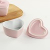 SOCOSY Heart-Shaped Ceramic Dessert Bowl with Lid Pudding Small Salad