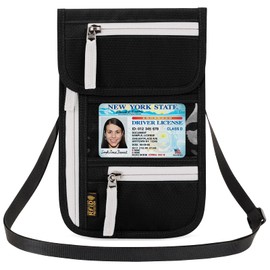Peicees RFID Blocking Travel Neck Wallet for Men Women Family Passport Holder Lanyard Neck Pouch Slim Travel Document Holder