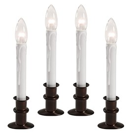 612 Vermont Ultra-Bright LED Window Candles with Timer, Battery Operated, Slim-Line Metal Base, VT-2813-AW-4R (Antique Bronze, Pack of 4)