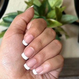 FRENCHIE Press-On Nails by Lavaa Beauty | Short Square | French Tip on Nude Glossy Base
